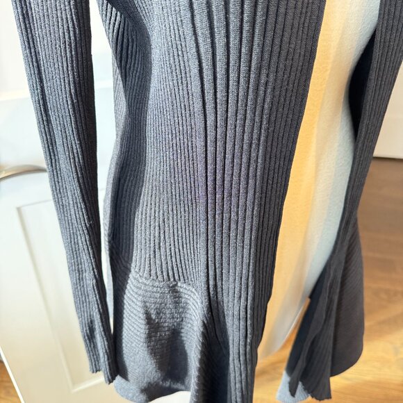 Belldini Black Ribbed Cardigan Long Front - Picture 6 of 8